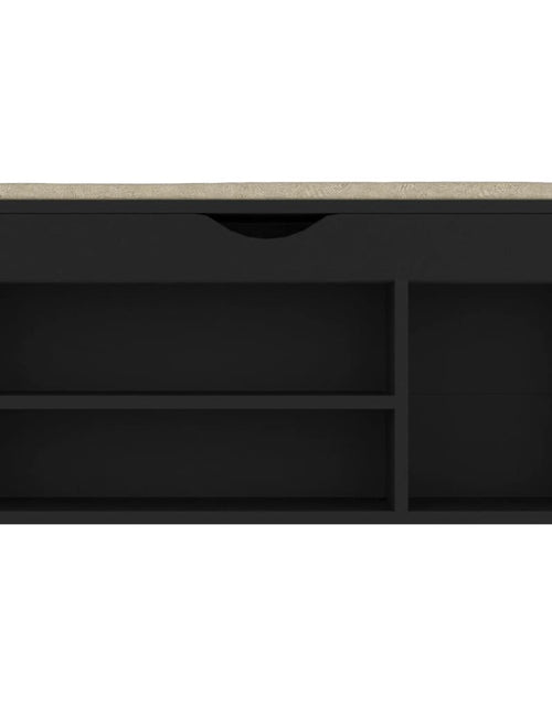 Загрузите изображение в средство просмотра галереи, Banchetă pantofar cu pernă, negru, 104x30x49 cm, lemn prelucrat Lando - Lando
