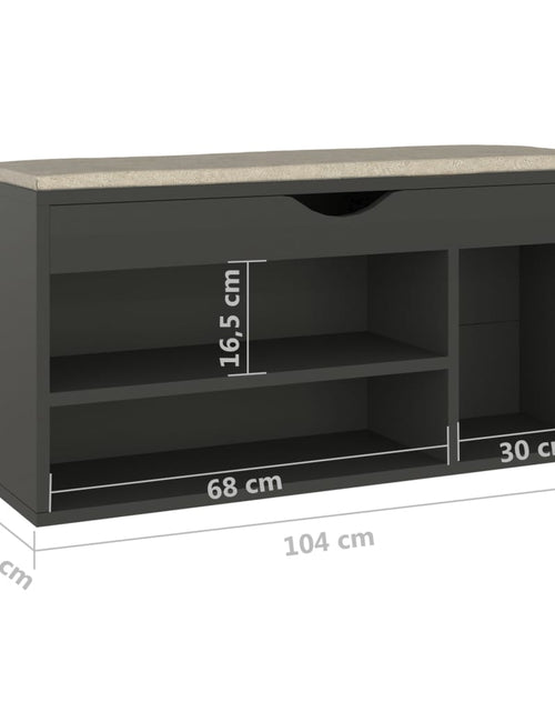 Загрузите изображение в средство просмотра галереи, Banchetă pantofar cu pernă, gri, 104x30x49 cm, PAL Lando - Lando
