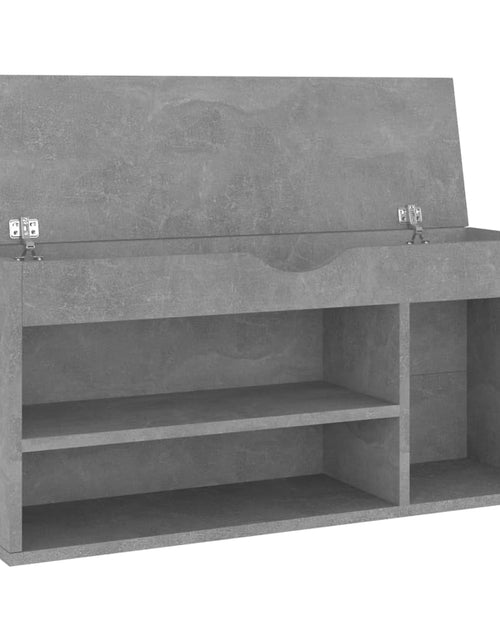 Încărcați imaginea în vizualizatorul Galerie, Bancă pantofar cu pernă gri beton 104x30x49 cm, lemn prelucrat Lando - Lando

