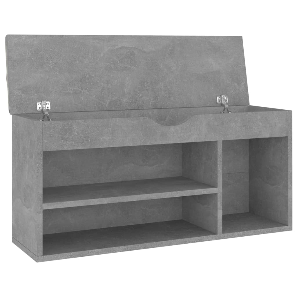 Bancă pantofar cu pernă gri beton 104x30x49 cm, lemn prelucrat Lando - Lando