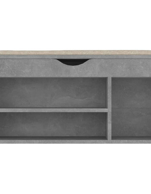 Încărcați imaginea în vizualizatorul Galerie, Bancă pantofar cu pernă gri beton 104x30x49 cm, lemn prelucrat Lando - Lando
