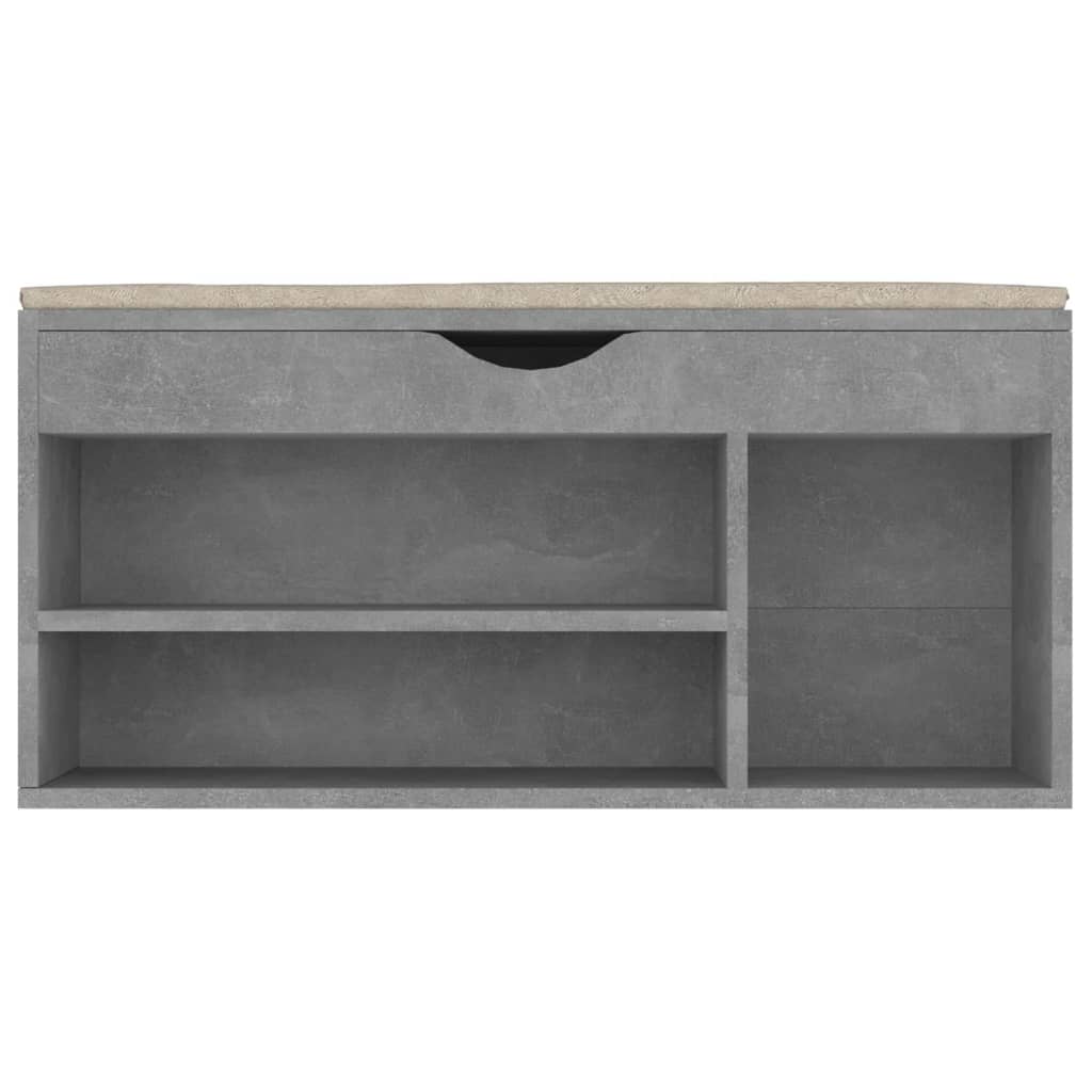 Bancă pantofar cu pernă gri beton 104x30x49 cm, lemn prelucrat Lando - Lando