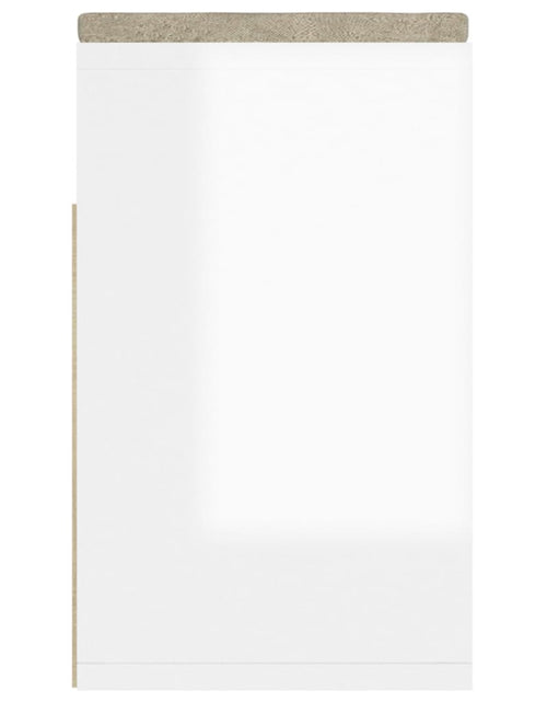 Загрузите изображение в средство просмотра галереи, Banchetă pantofar cu pernă, alb extralucios, 104x30x49 cm, PAL Lando - Lando

