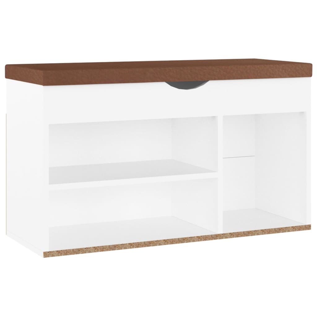 Banchetă pantofar cu pernă, alb, 80x30x47 cm, PAL Lando - Lando