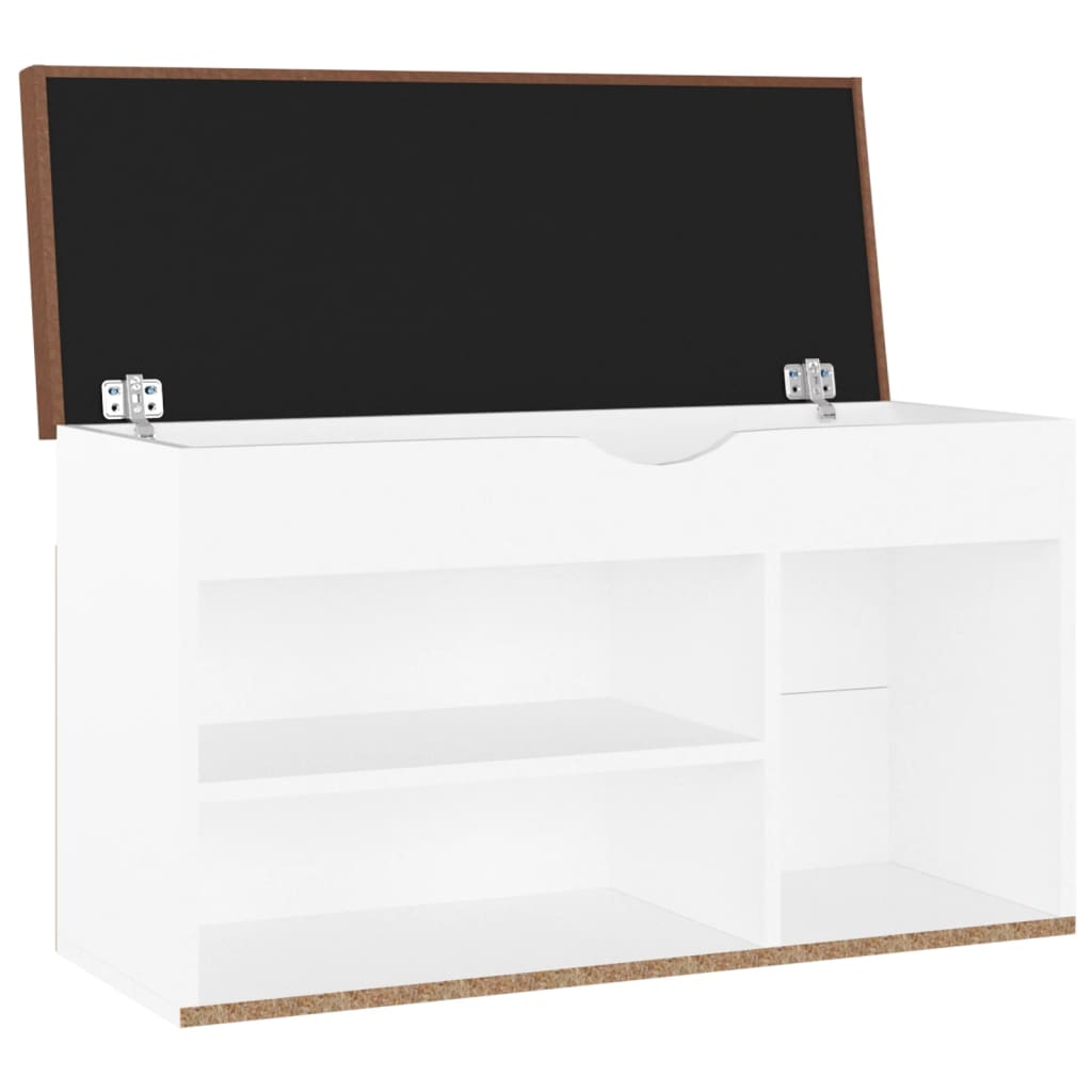 Banchetă pantofar cu pernă, alb, 80x30x47 cm, PAL Lando - Lando