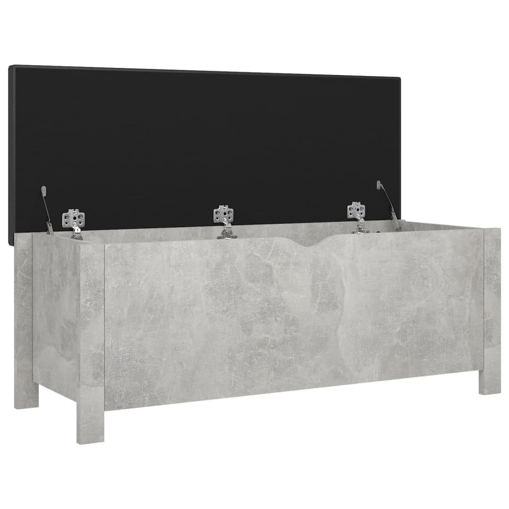 Cutie depozitare pernă gri beton, 105x40x45 cm, lemn prelucrat - Lando