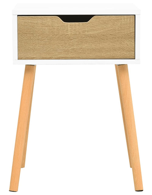 Загрузите изображение в средство просмотра галереи, Noptiere, 2 buc, alb/stejar sonoma, 40x40x56 cm, lemn prelucrat - Lando
