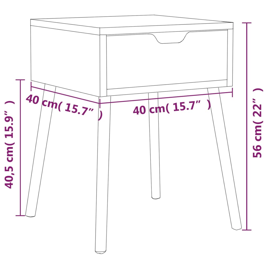 Noptiere, 2 buc, alb/stejar sonoma, 40x40x56 cm, lemn prelucrat - Lando