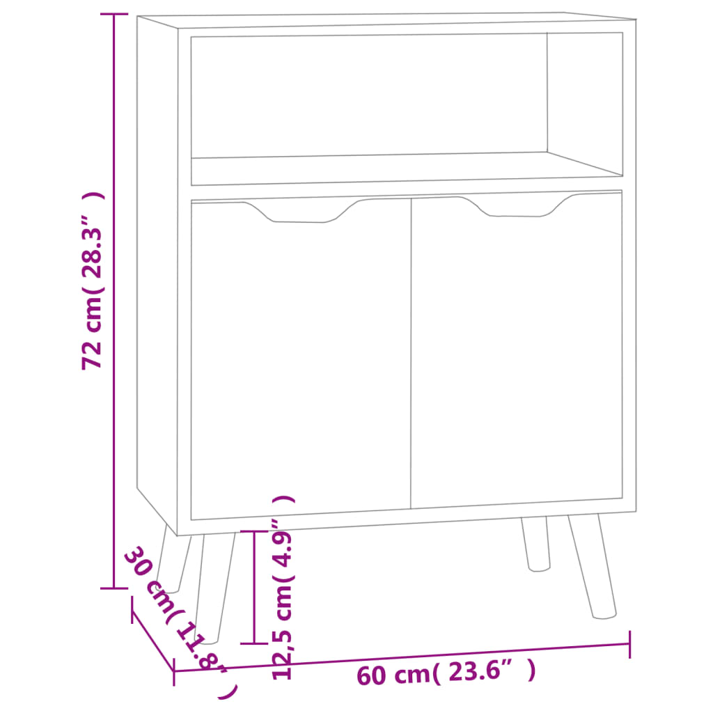 Servantă, gri beton, 60x30x72 cm, lemn prelucrat Lando - Lando