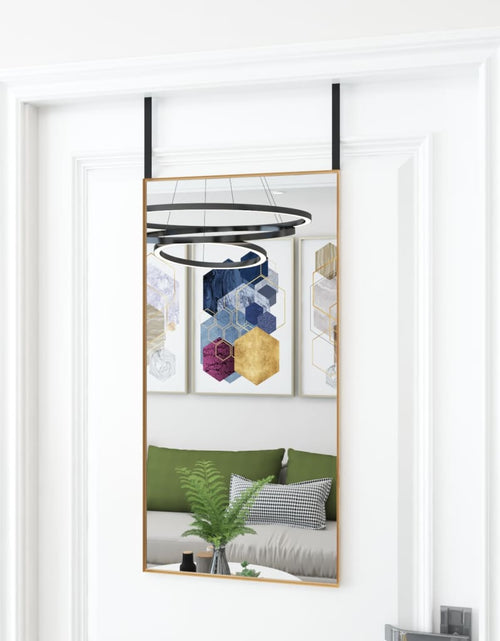 Încărcați imaginea în vizualizatorul Galerie, Oglindă pentru ușă, auriu, 40x80 cm, sticlă și aluminiu - Lando
