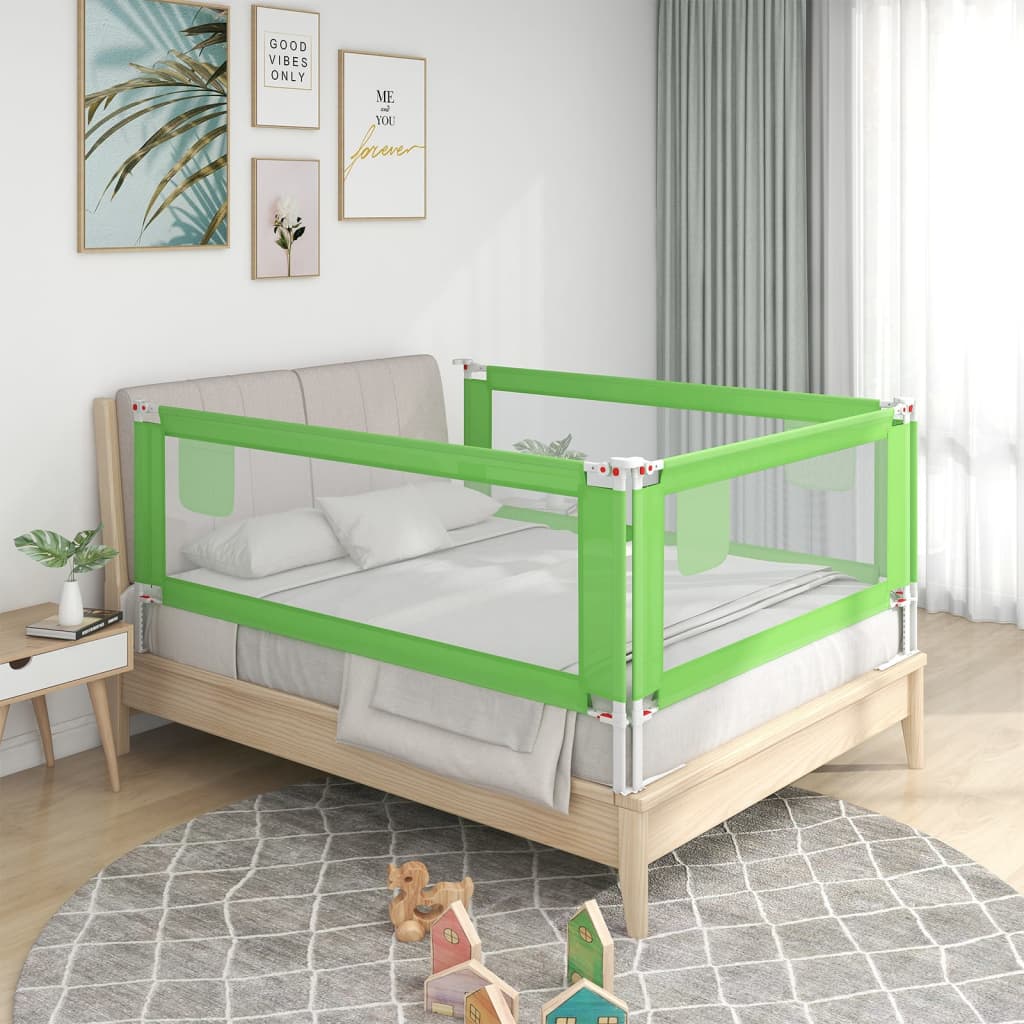 Balustradă de protecție pat copii, verde, 160x25 cm, textil Lando - Lando