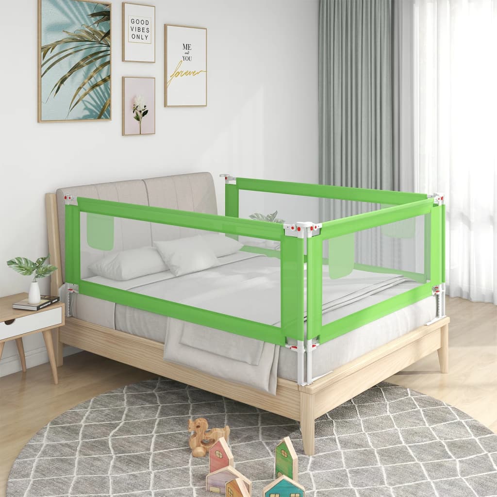 Balustradă de protecție pat copii, verde, 190x25 cm, textil Lando - Lando