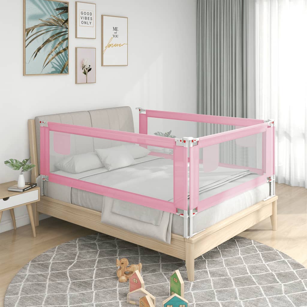 Balustradă de protecție pat copii, roz, 100x25 cm, textil Lando - Lando