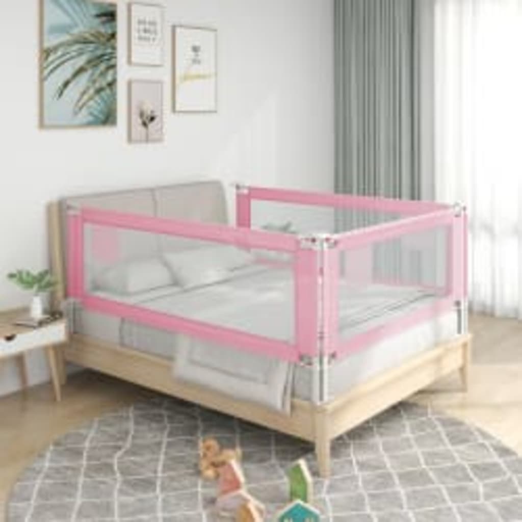 Balustradă de protecție pat copii, roz, 140x25 cm, textil Lando - Lando