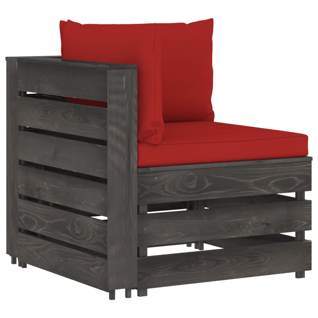 Canapea de colț modulară cu perne, gri, lemn impregnat - Lando