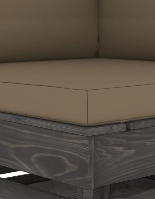 Încărcați imaginea în vizualizatorul Galerie, Canapea de colț modulară cu perne, gri, lemn impregnat - Lando
