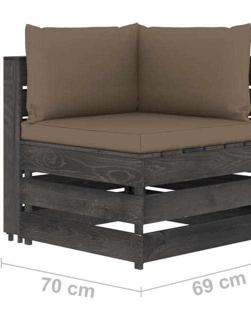Încărcați imaginea în vizualizatorul Galerie, Canapea de colț modulară cu perne, gri, lemn impregnat - Lando
