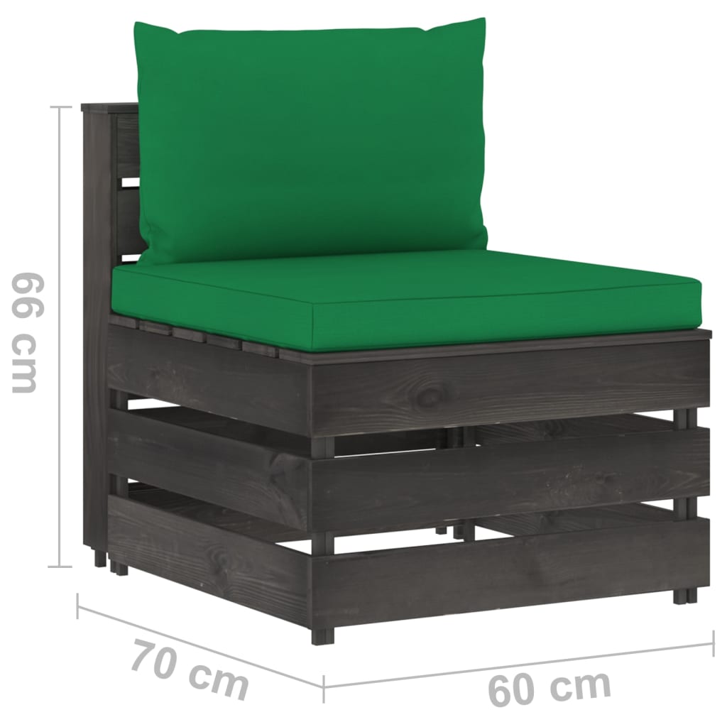 Set mobilier de grădină cu perne, 6 piese, gri, lemn tratat - Lando