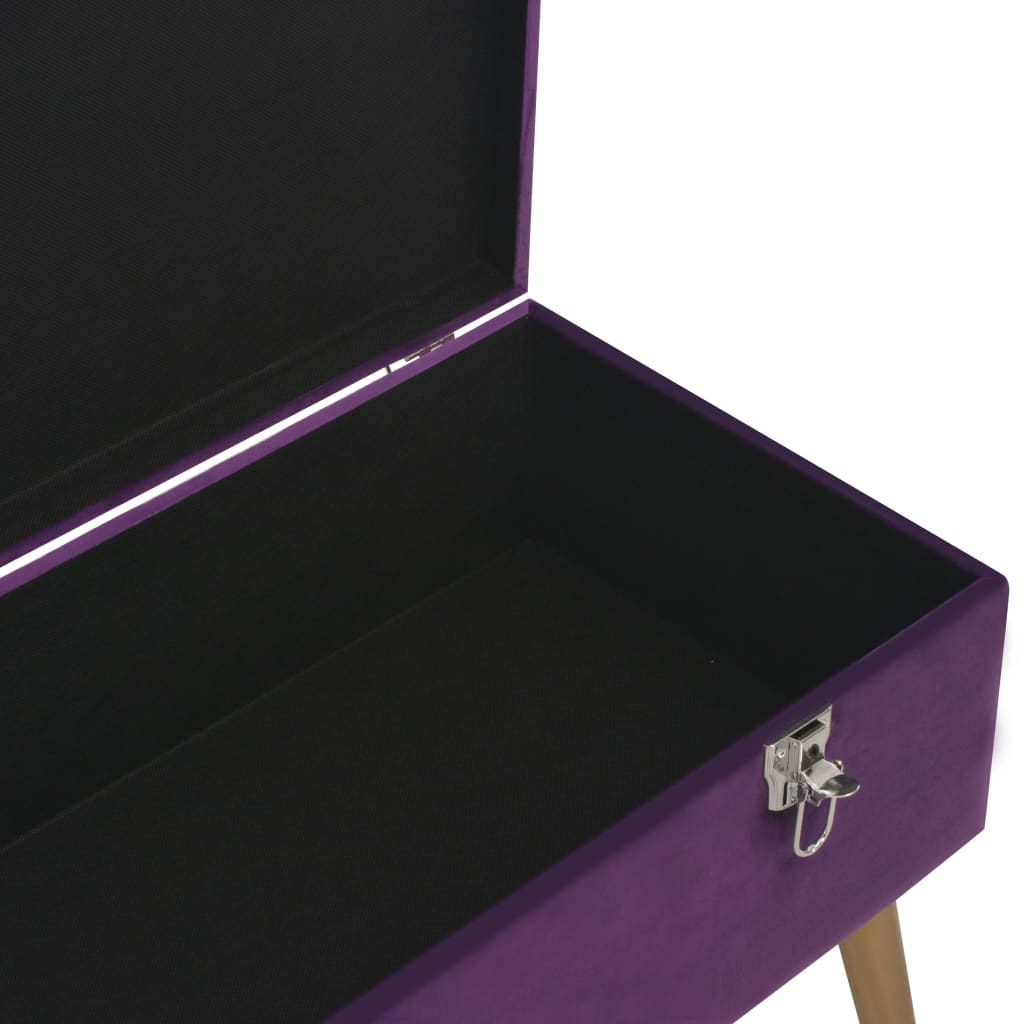 Bancă cu un compartiment de depozitare, violet, 80 cm, catifea - Lando