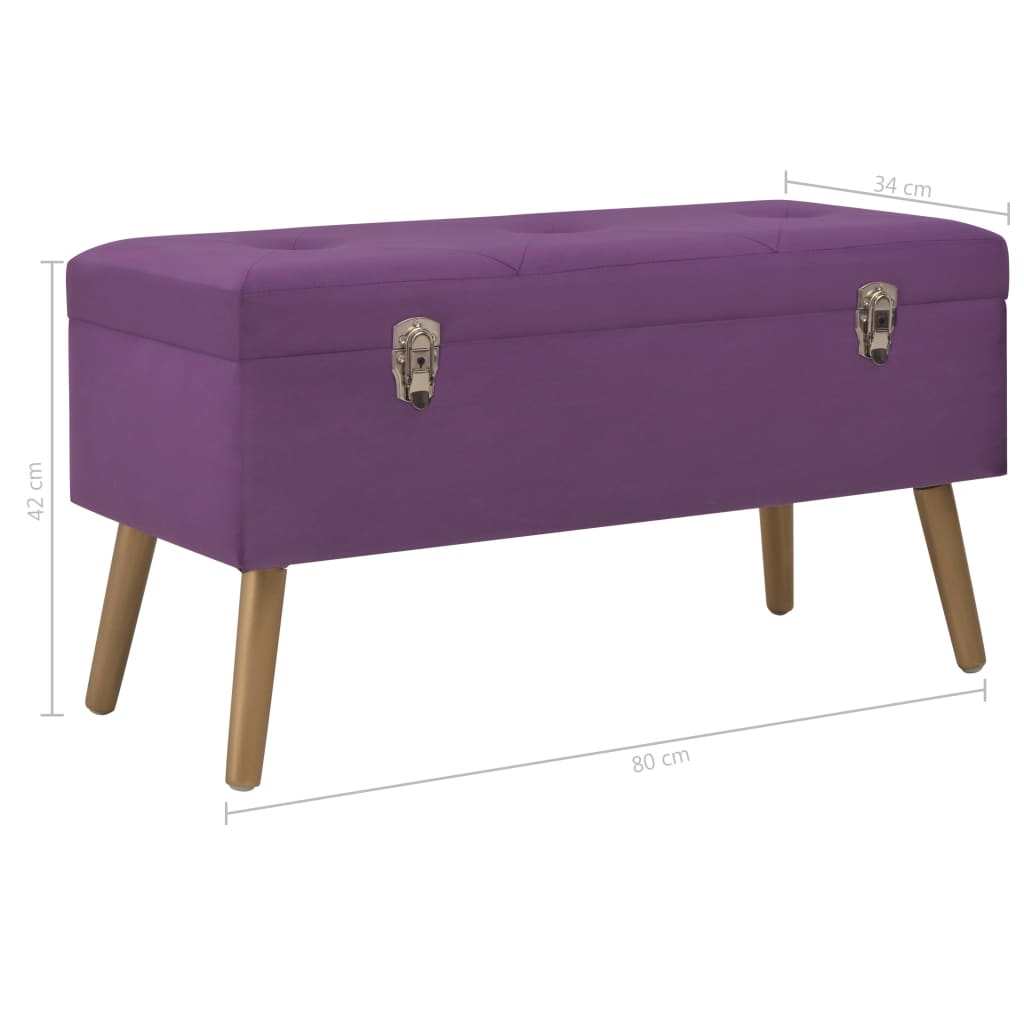 Bancă cu un compartiment de depozitare, violet, 80 cm, catifea - Lando