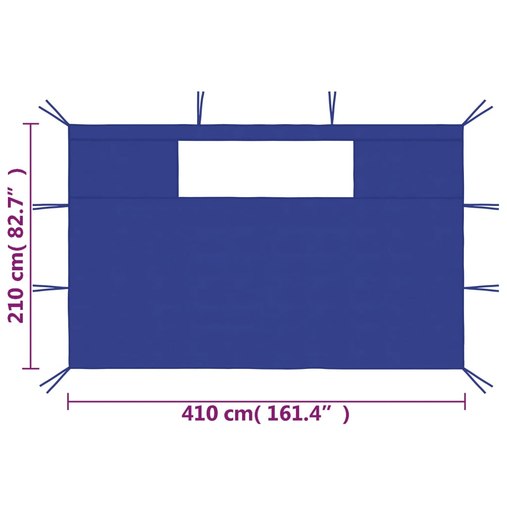Pereți laterali foișor cu ferestre, 2 buc., albastru - Lando