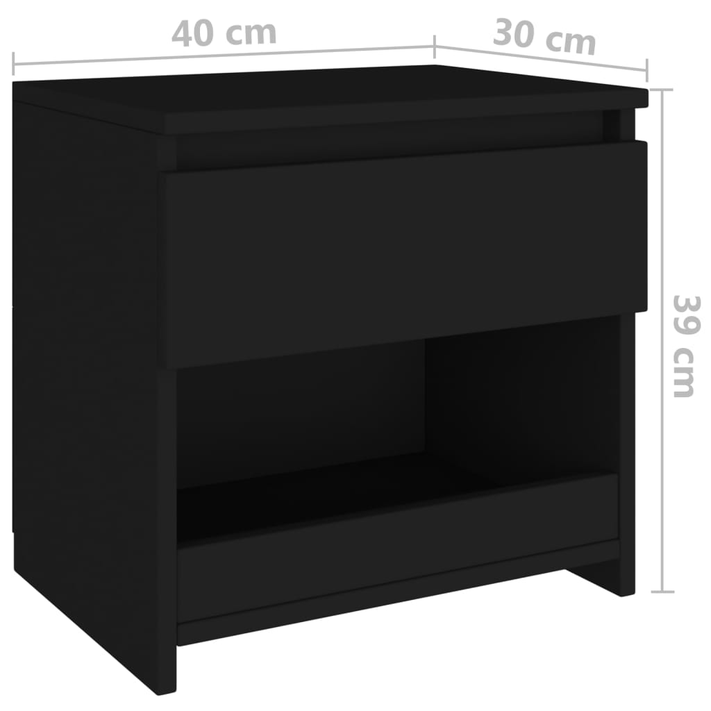 Noptiere, 2 buc., negru, 40x30x39 cm, PAL - Lando