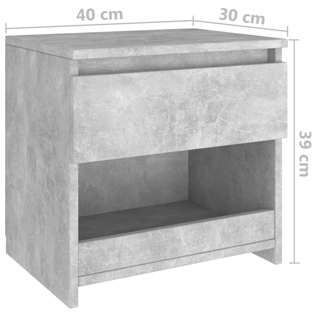 Noptiere, 2 buc., gri beton, 40x30x39 cm, PAL - Lando