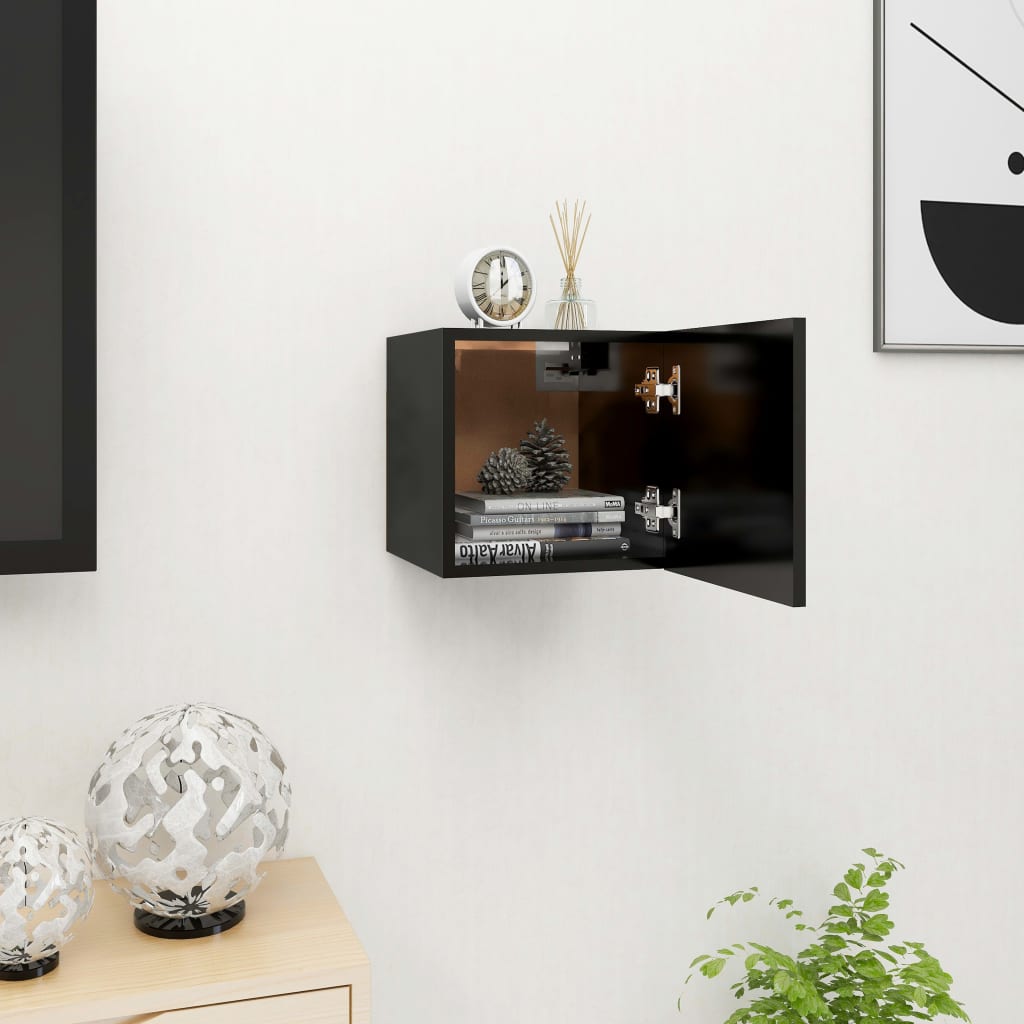 Dulap TV montaj pe perete, negru, 30,5x30x30 cm Lando - Lando