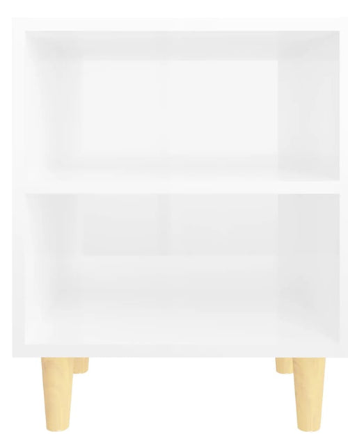 Загрузите изображение в средство просмотра галереи, Noptieră cu picioare lemn masiv, alb extralucios, 40x30x50 cm - Lando
