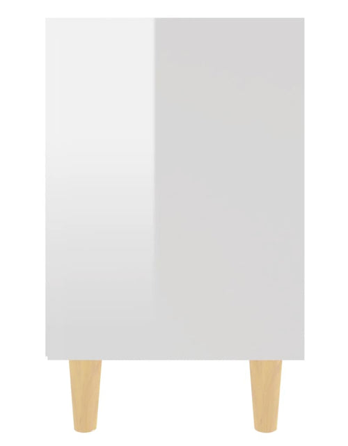 Загрузите изображение в средство просмотра галереи, Noptieră cu picioare lemn masiv, alb extralucios, 40x30x50 cm - Lando
