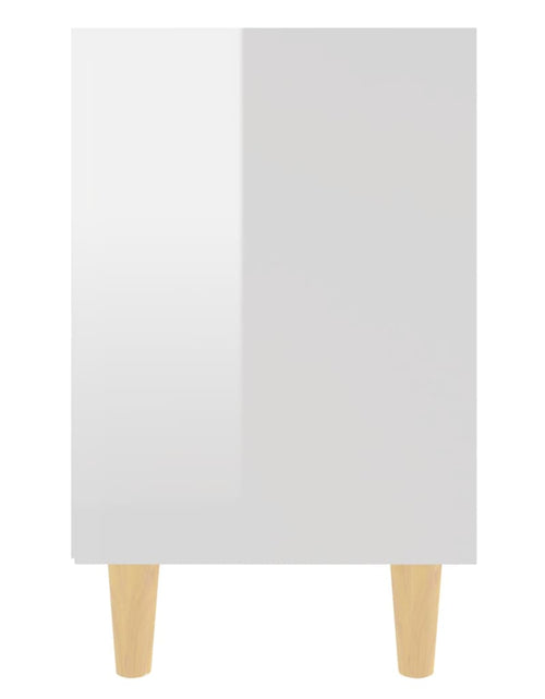 Încărcați imaginea în vizualizatorul Galerie, Noptiere cu picioare lemn, 2 buc, alb extralucios, 40x30x50 cm - Lando
