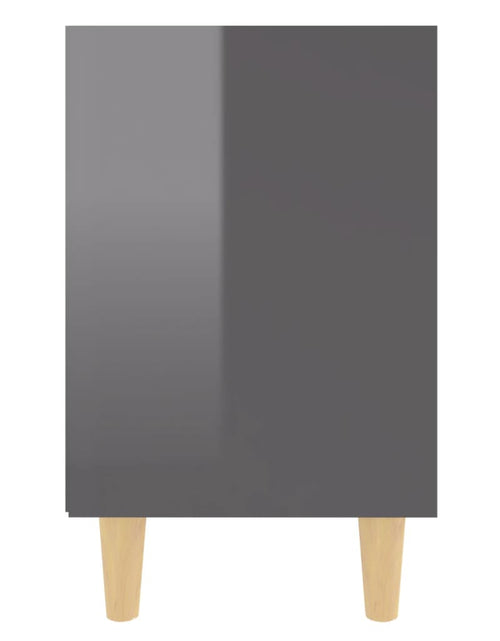 Încărcați imaginea în vizualizatorul Galerie, Noptiere cu picioare lemn, 2 buc, gri extralucios, 40x30x50 cm - Lando
