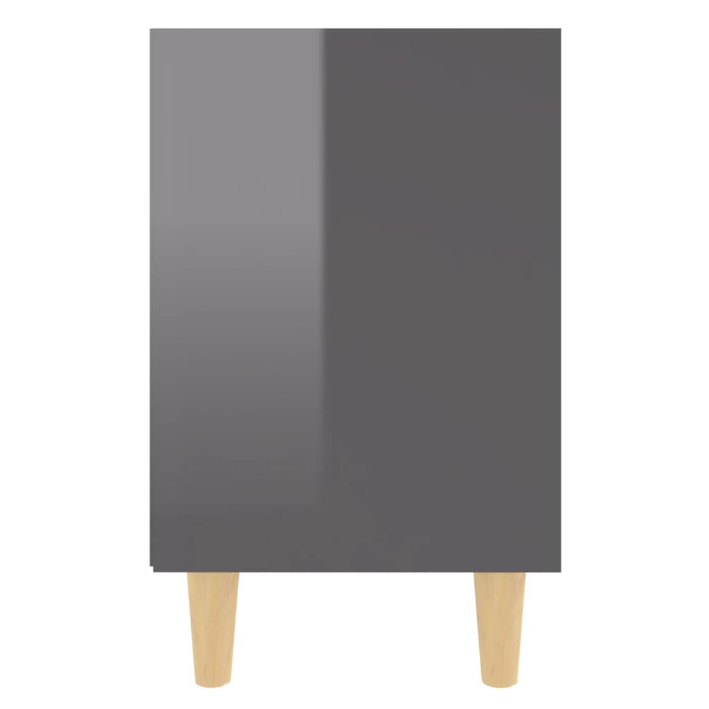 Noptiere cu picioare lemn, 2 buc, gri extralucios, 40x30x50 cm - Lando