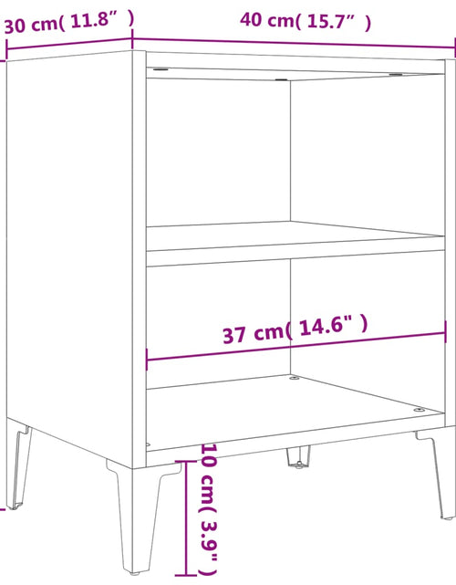 Încărcați imaginea în vizualizatorul Galerie, Noptiere, picioare metalice, 2 buc. gri extralucios 40x30x50 cm - Lando
