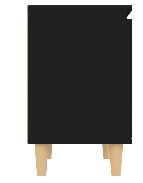Загрузите изображение в средство просмотра галереи, Noptieră cu picioare din lemn masiv, negru, 40x30x50 cm - Lando

