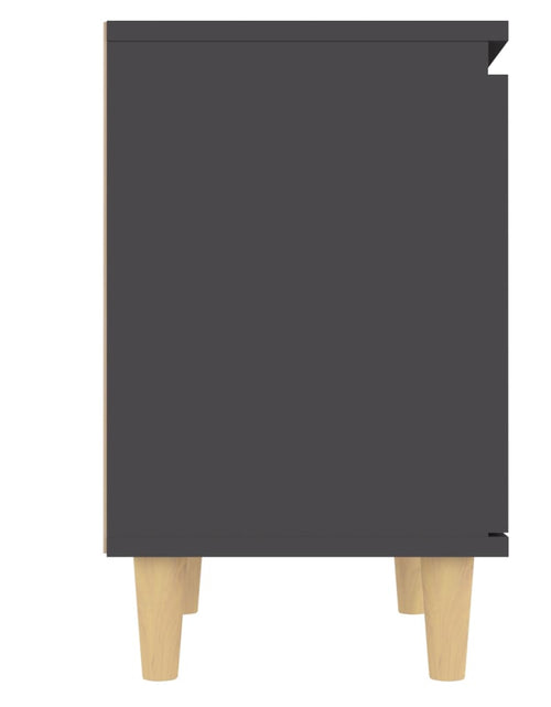 Încărcați imaginea în vizualizatorul Galerie, Noptieră cu picioare din lemn masiv, gri, 40x30x50 cm - Lando
