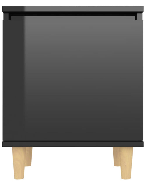 Загрузите изображение в средство просмотра галереи, Noptiere cu picioare din lemn, 2 buc, negru extralucios, 40x30x50 cm - Lando
