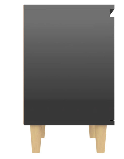 Încărcați imaginea în vizualizatorul Galerie, Noptiere cu picioare din lemn, 2 buc, negru extralucios, 40x30x50 cm - Lando

