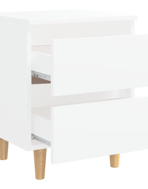 Încărcați imaginea în vizualizatorul Galerie, Noptieră cu picioare lemn masiv pin, alb, 40x35x50 cm - Lando
