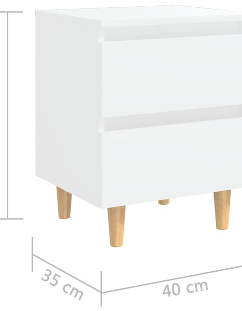 Загрузите изображение в средство просмотра галереи, Noptieră cu picioare lemn masiv pin, alb, 40x35x50 cm - Lando
