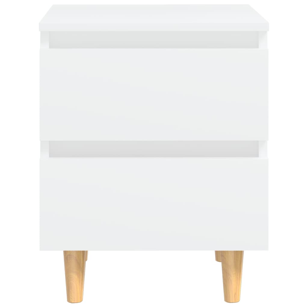 Noptiere cu picioare lemn masiv pin, 2 buc., alb, 40x35x50 cm - Lando