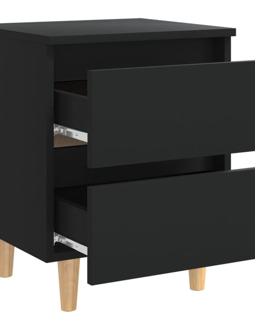 Загрузите изображение в средство просмотра галереи, Noptieră cu picioare lemn masiv pin, negru, 40x35x50 cm - Lando
