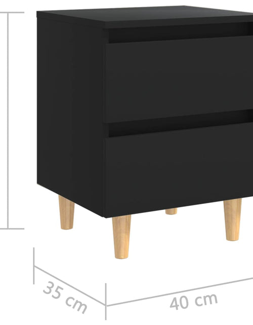 Încărcați imaginea în vizualizatorul Galerie, Noptieră cu picioare lemn masiv pin, negru, 40x35x50 cm - Lando
