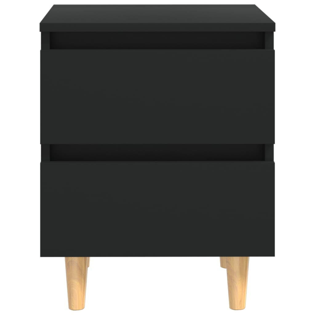 Noptiere cu picioare lemn masiv pin, 2 buc., negru, 40x35x50 cm - Lando