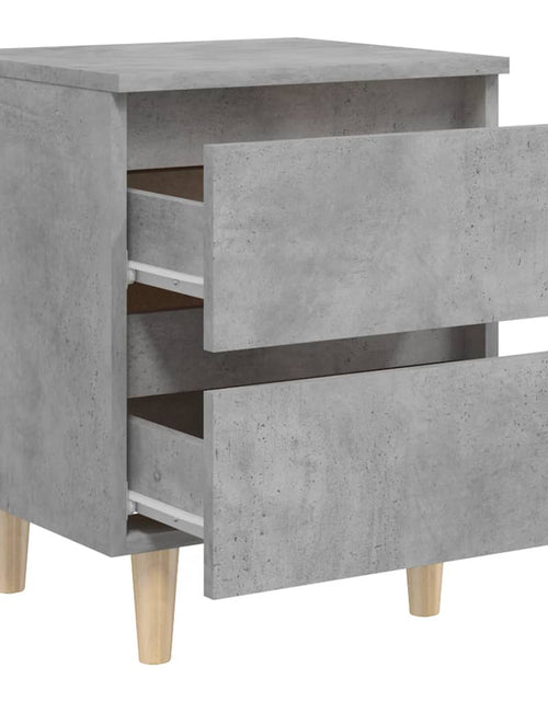 Încărcați imaginea în vizualizatorul Galerie, Noptiere cu picioare lemn masiv pin 2 buc. gri beton 40x35x50cm - Lando
