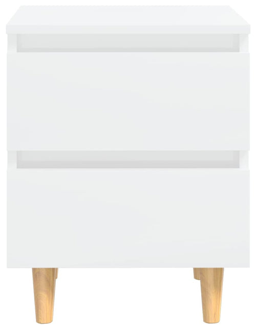 Încărcați imaginea în vizualizatorul Galerie, Noptiere &amp; picioare lemn pin 2 buc. alb extralucios 40x35x50 cm - Lando
