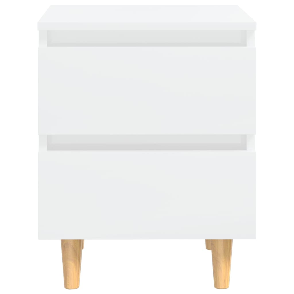 Noptiere & picioare lemn pin 2 buc. alb extralucios 40x35x50 cm - Lando