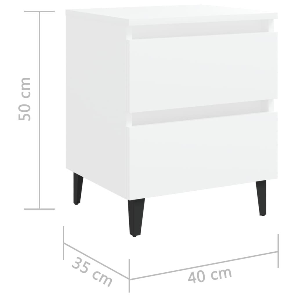 Noptiere, 2 buc., alb, 40x35x50 cm, PAL - Lando