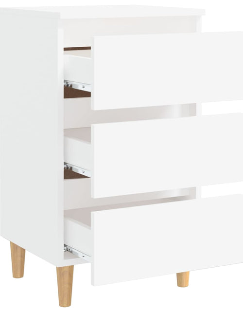 Загрузите изображение в средство просмотра галереи, Noptieră cu picioare lemn masiv, alb, 40x35x69 cm - Lando
