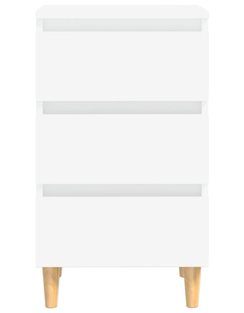 Încărcați imaginea în vizualizatorul Galerie, Noptieră cu picioare lemn masiv, alb, 40x35x69 cm - Lando
